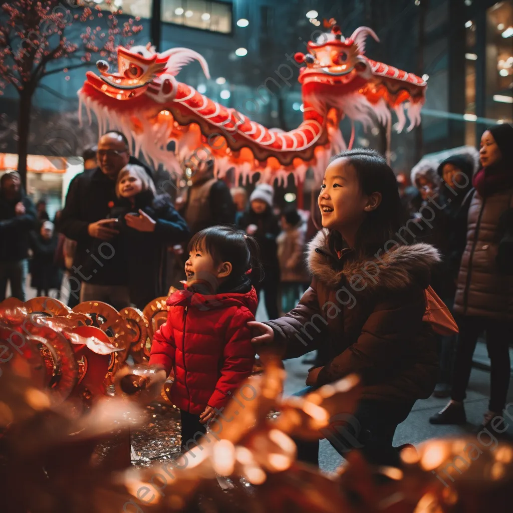 Dragon dance and red lanterns during Lunar New Year celebrations. - Image 3