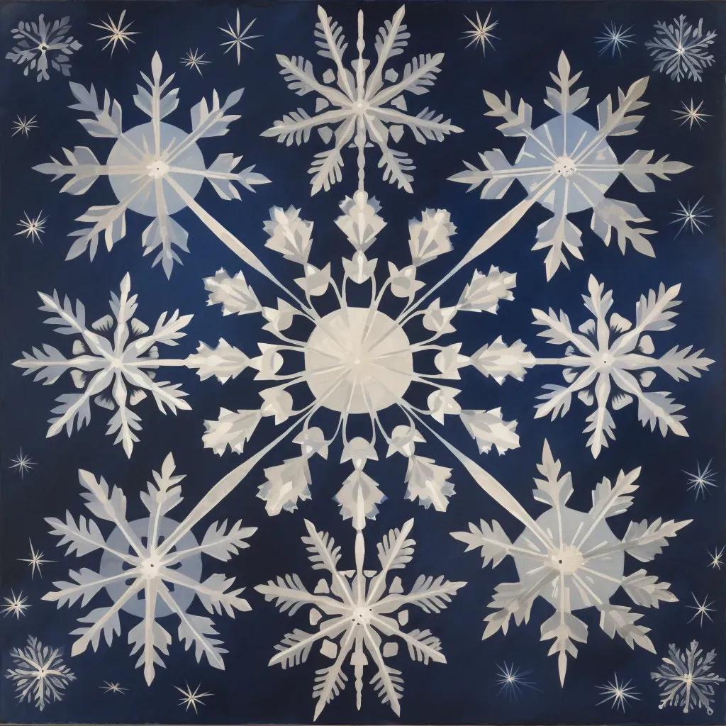 Field of perfect symmetrical snowflakes against a midnight blue backdrop - Image 3