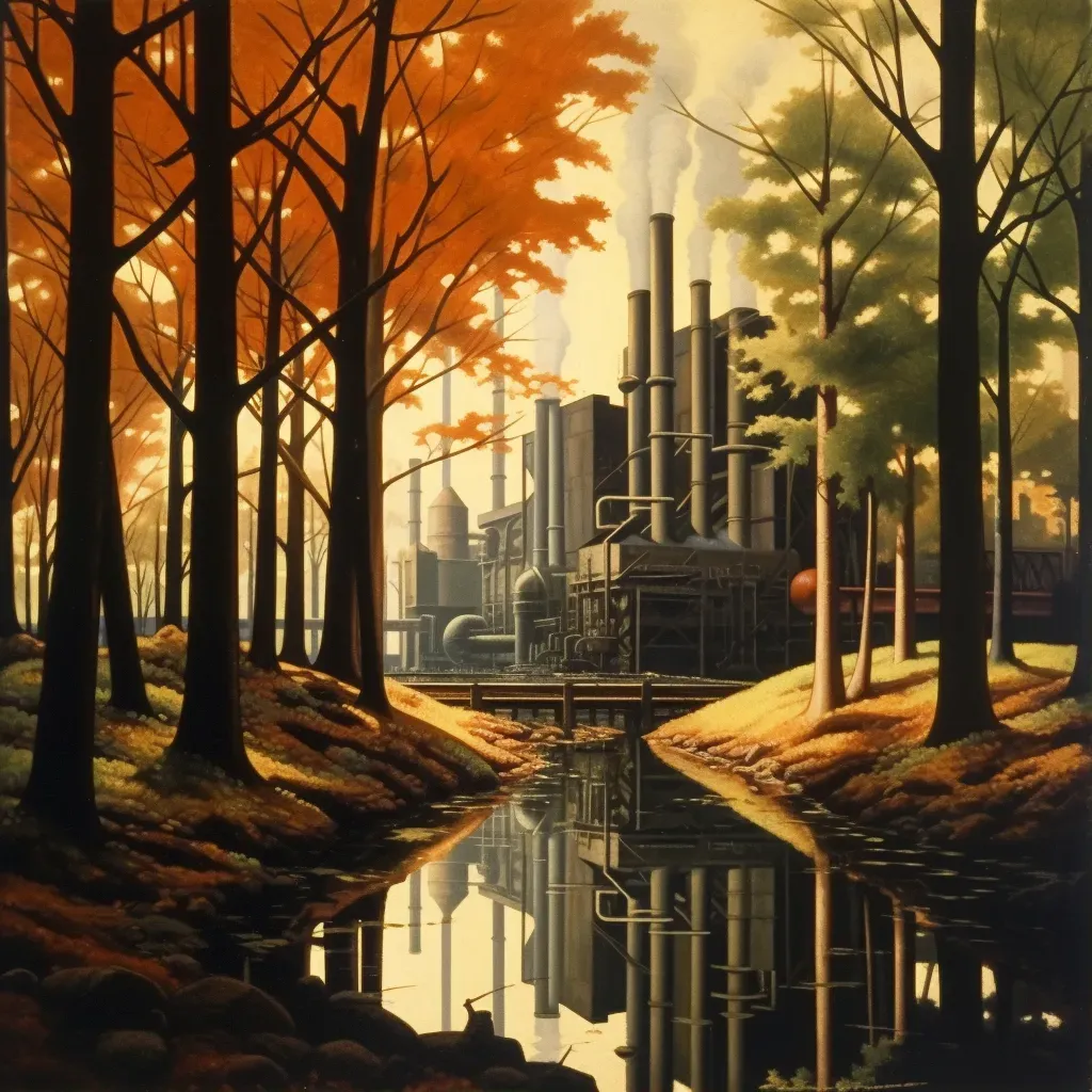 Contrast between polluted industrial landscape and thriving forest - Image 1