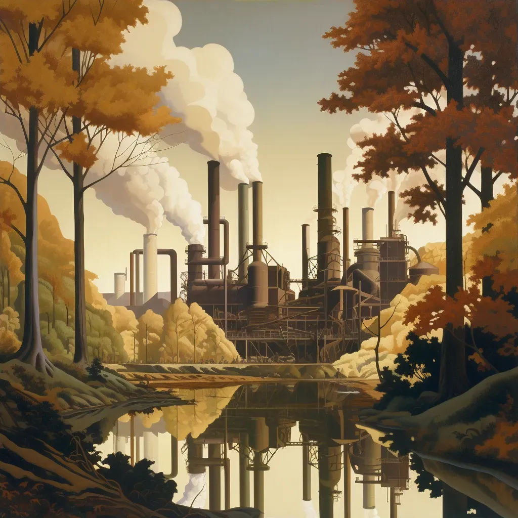 Contrast between polluted industrial landscape and thriving forest - Image 4