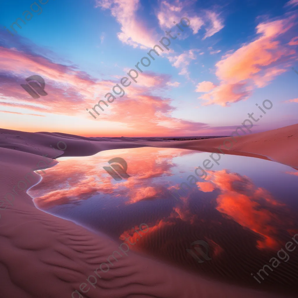 Sunrise over rolling sand dunes with vibrant colors - Image 2