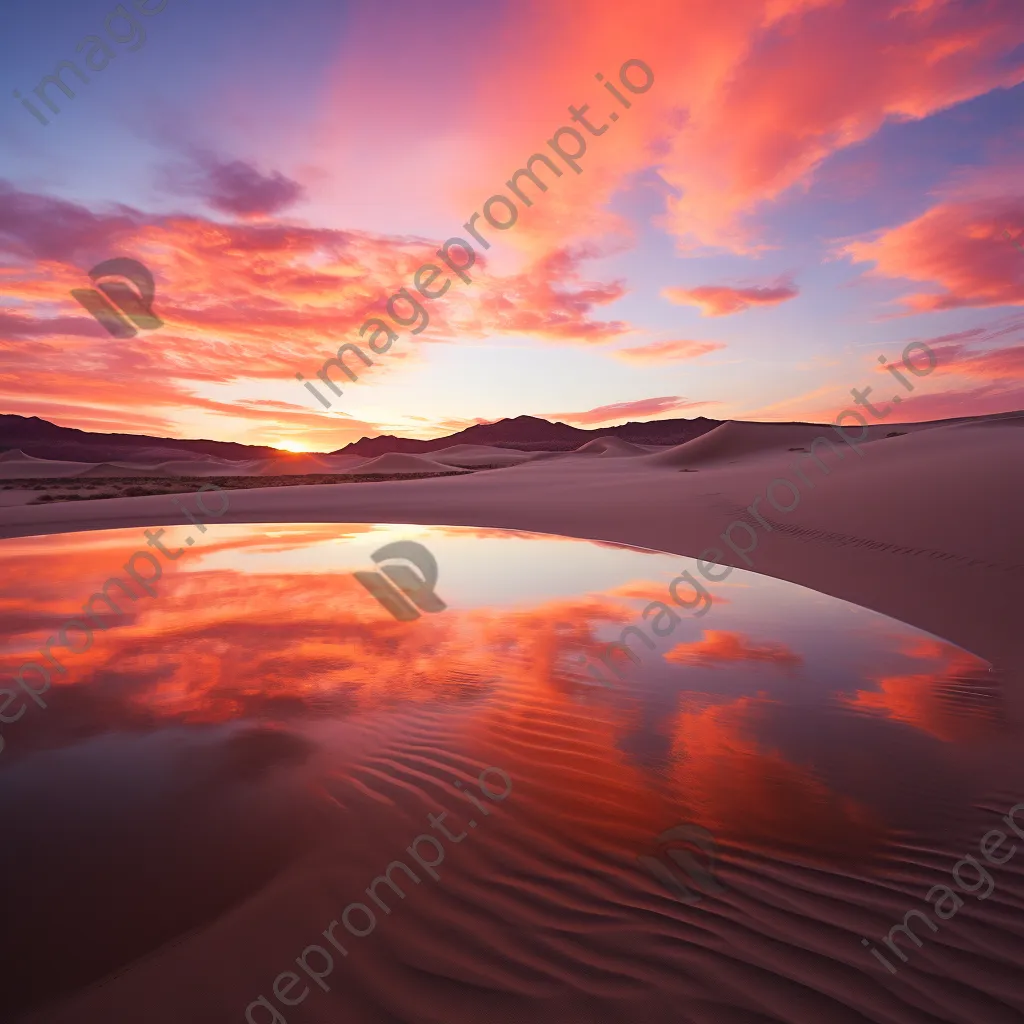 Sunrise over rolling sand dunes with vibrant colors - Image 3