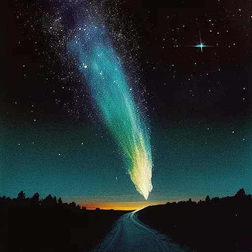 Illustration of comet streaking across cosmos with glowing dust - Image 2