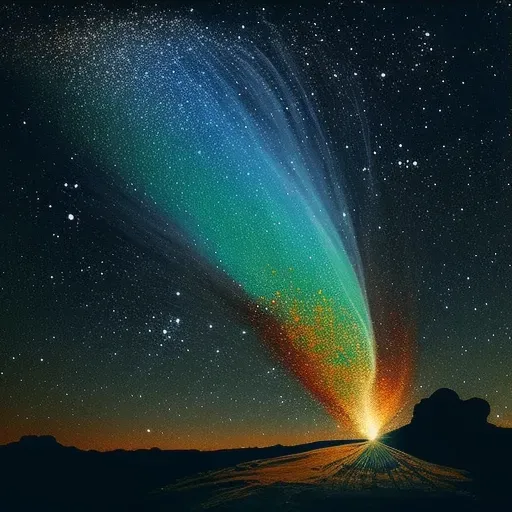 Comet Streaking Across Cosmos with Glowing Dust