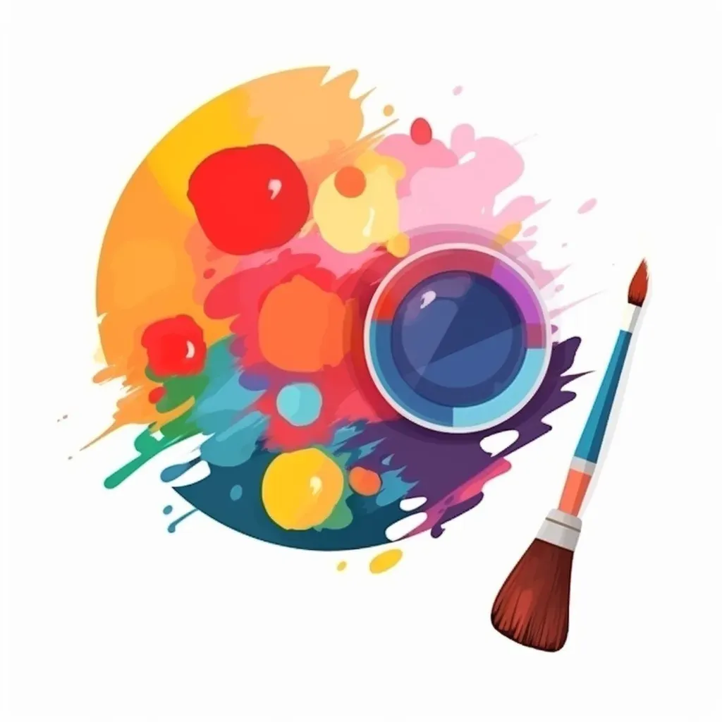 Vibrant paint palette with colorful brush strokes logo for art studio - Image 1