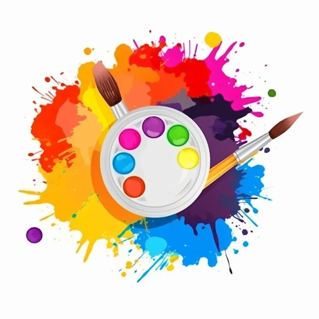 Vibrant paint palette with colorful brush strokes logo for art studio - Image 2