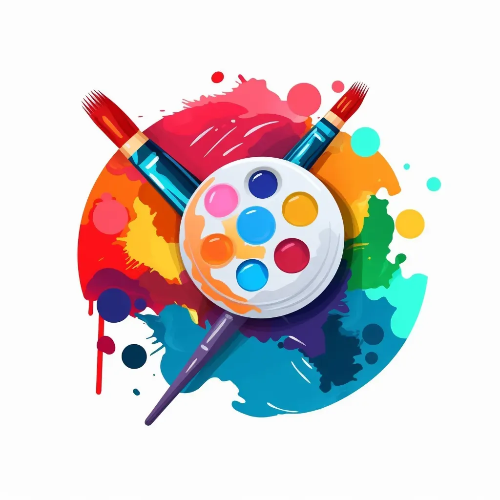 Vibrant paint palette with colorful brush strokes logo for art studio - Image 3