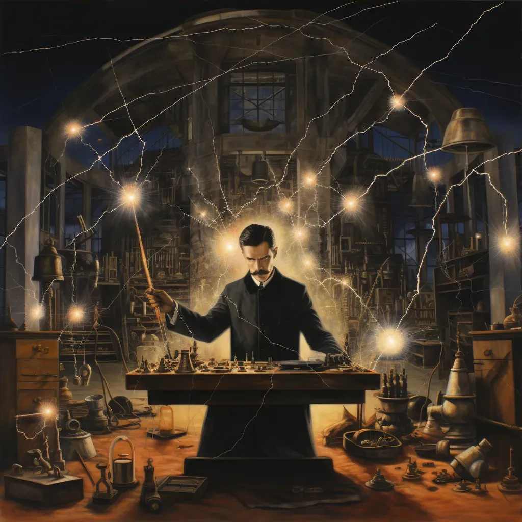 Nikola Tesla in laboratory with electrical equipment - Image 3