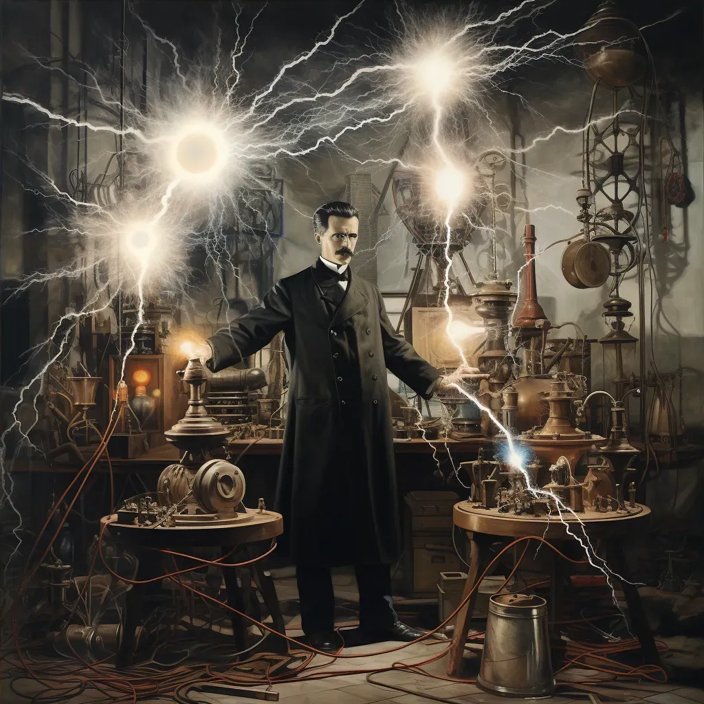 Nikola Tesla in laboratory with electrical equipment - Image 4