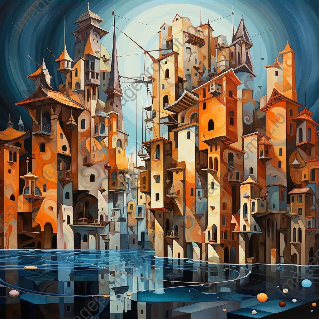 Cubist cityscape seemingly defying gravity through clever rendering - Image 3