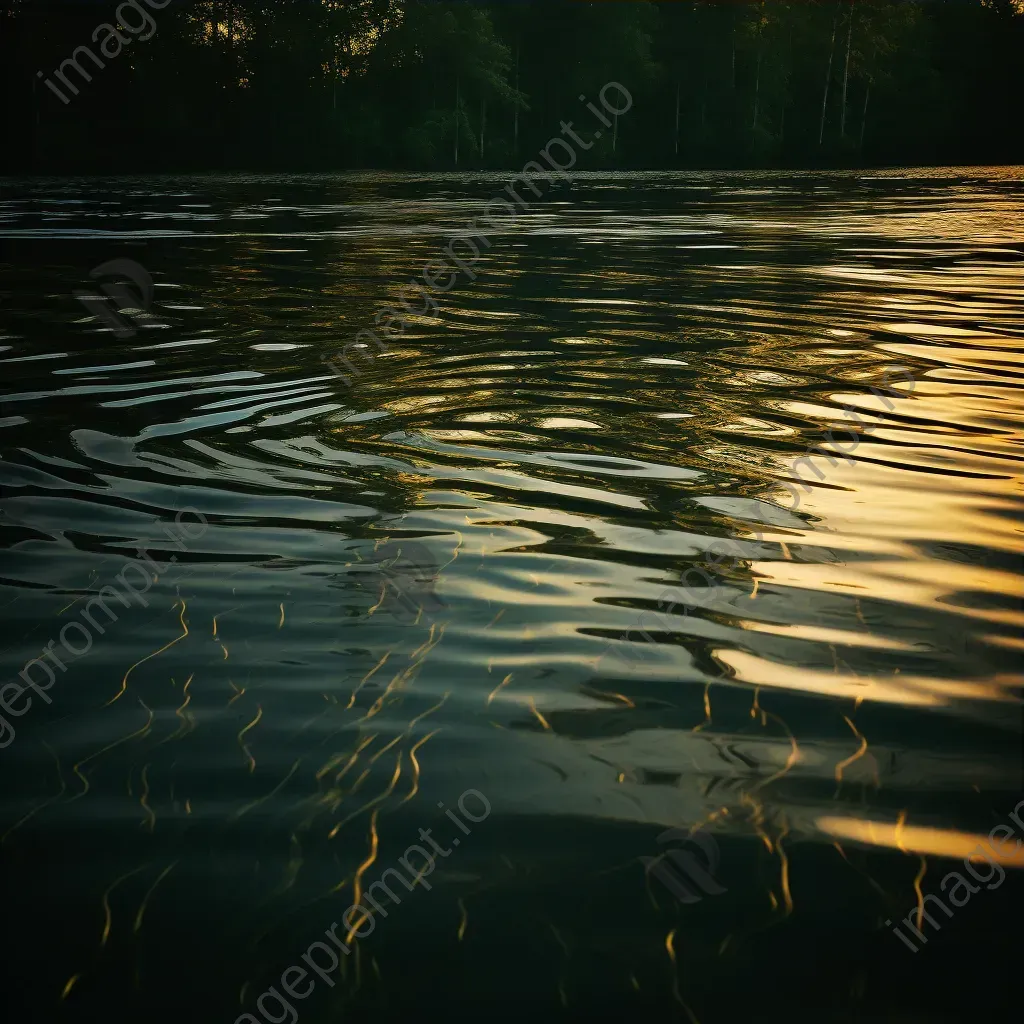 Reflective light patterns on calm lake with glowing reflections - Image 3