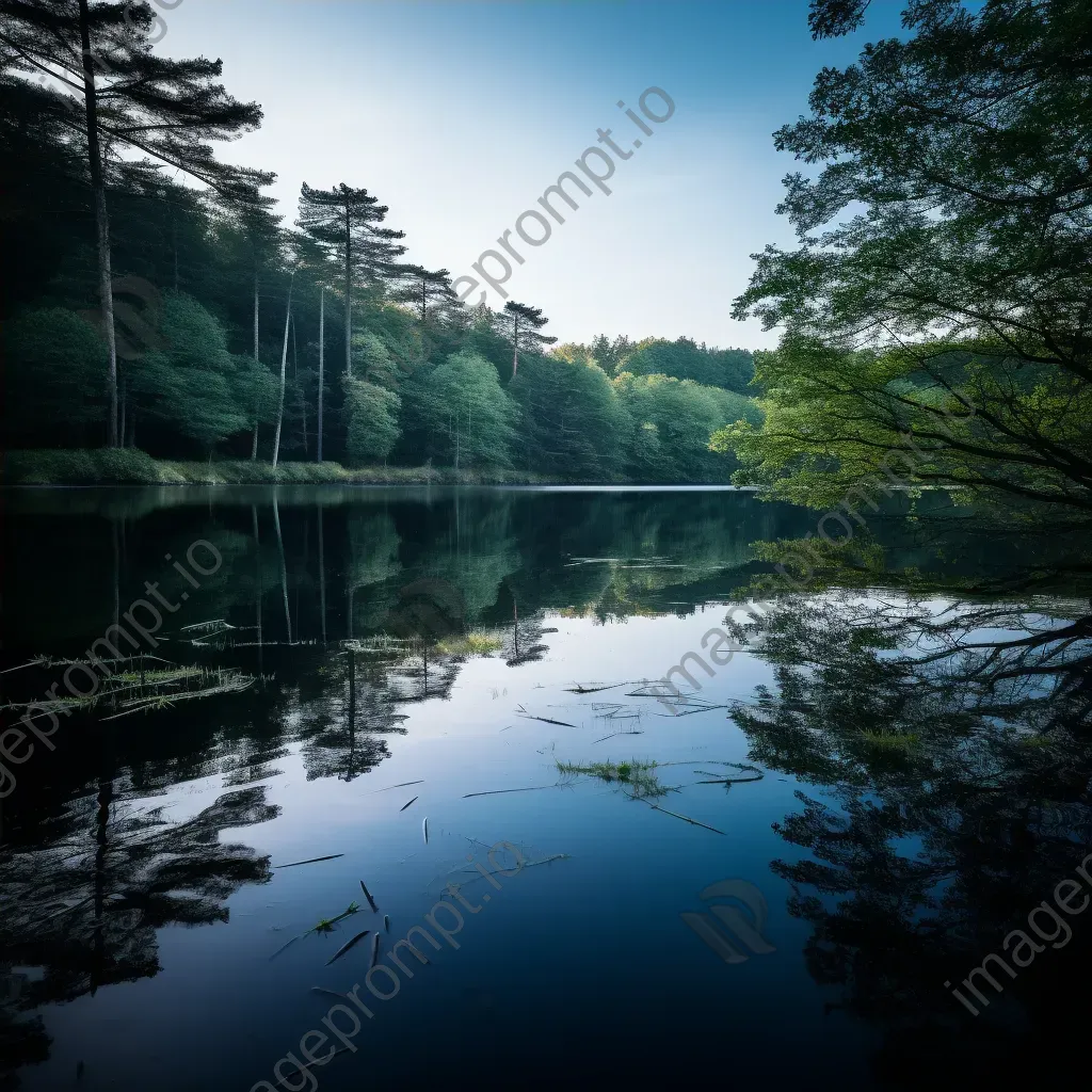 Reflective light patterns on calm lake with glowing reflections - Image 4