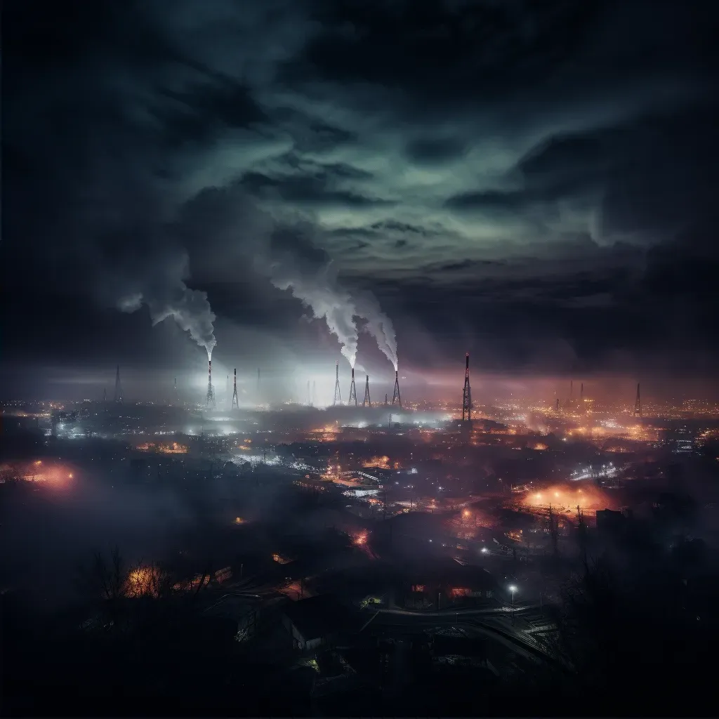 Image of a smoky industrial cityscape with factories emitting pollution - Image 2