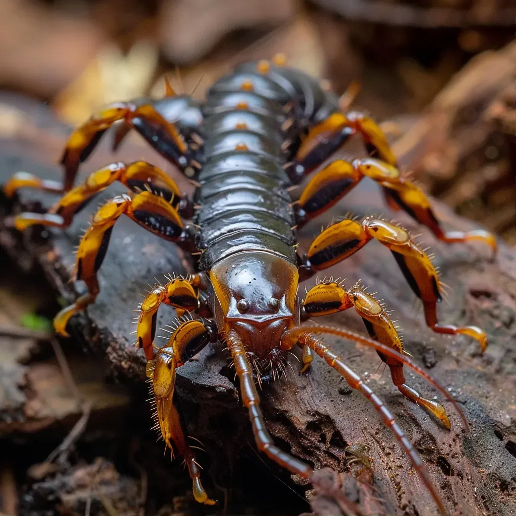 Centipede on forest floor in detailed view - Image 1