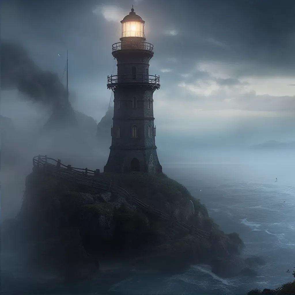 Mysterious lighthouse guiding through mystical mists - Image 2