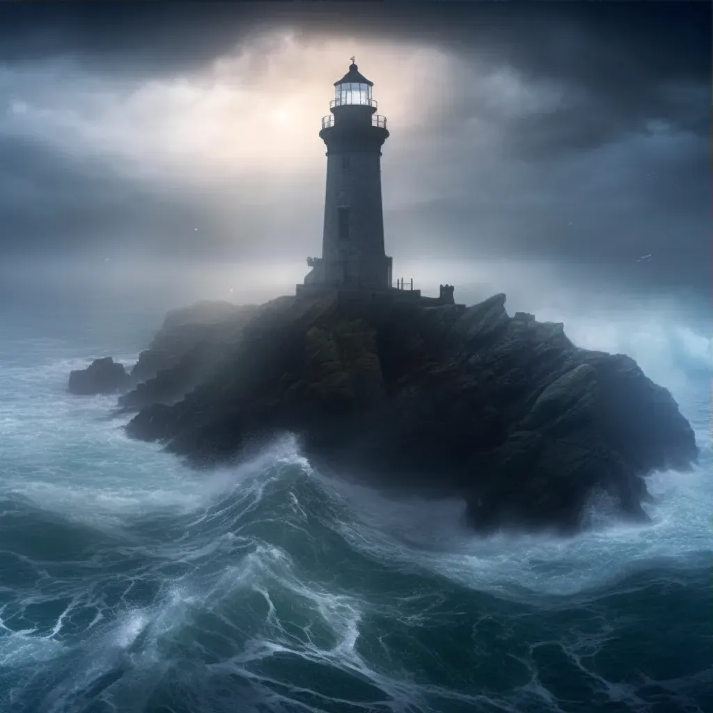 Mysterious lighthouse guiding through mystical mists - Image 3