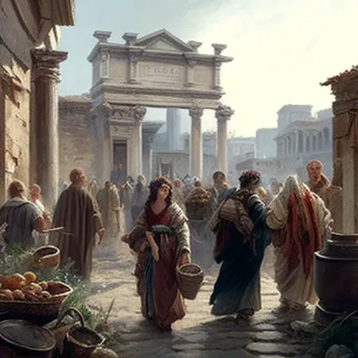 Illustration of bustling ancient Roman Forum with people in period attire - Image 2