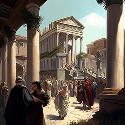 Illustration of bustling ancient Roman Forum with people in period attire - Image 3