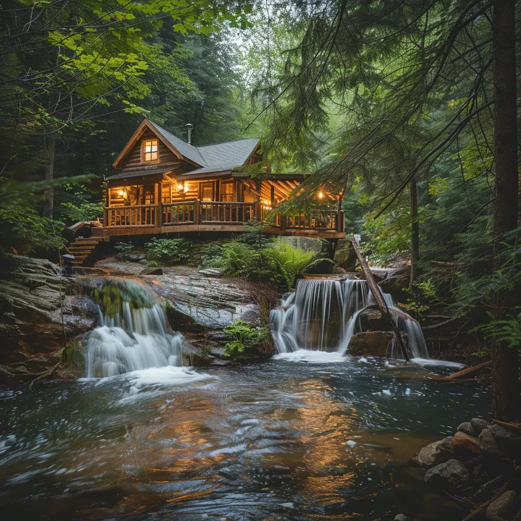 Cabin retreat waterfall - Image 1