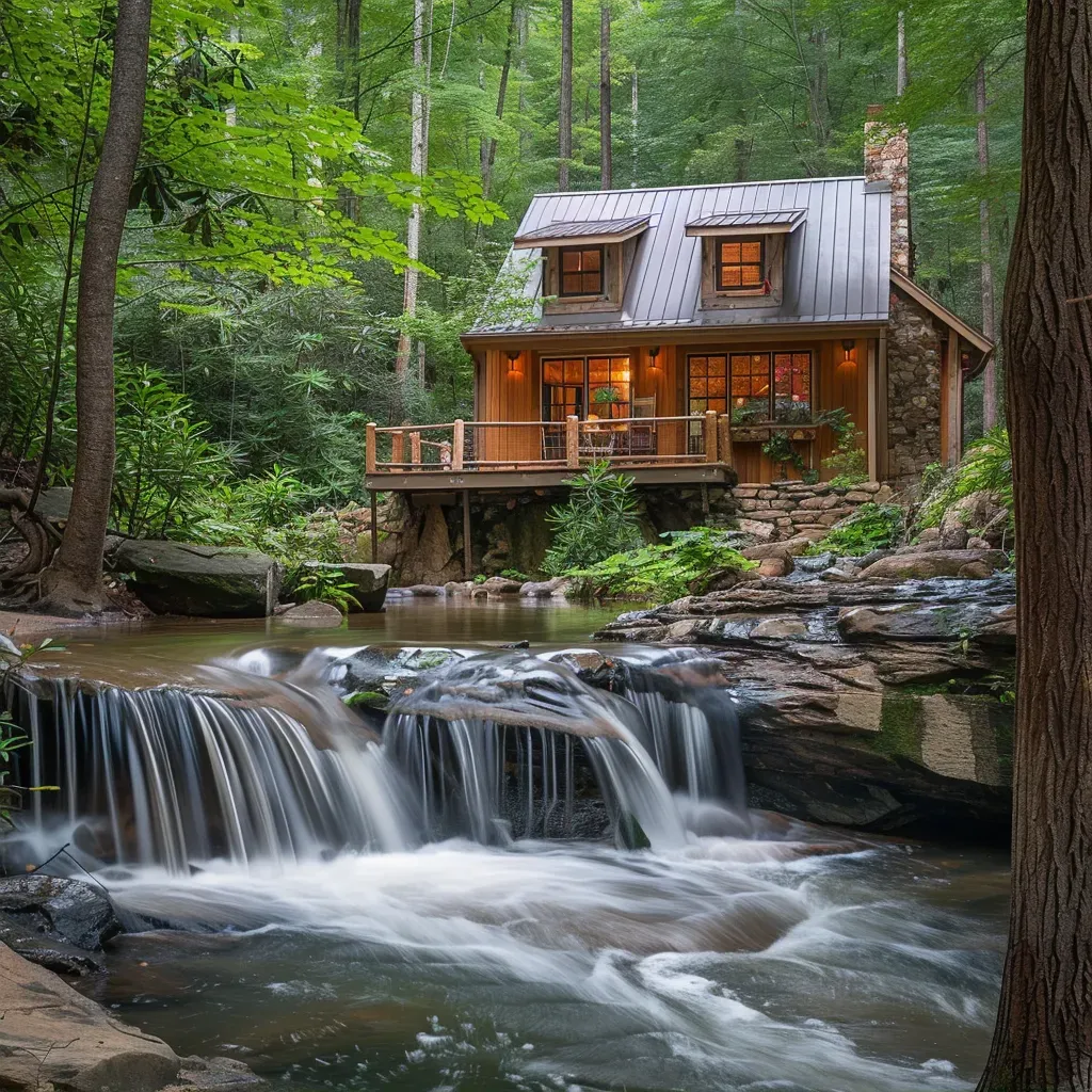 Cabin retreat waterfall - Image 2