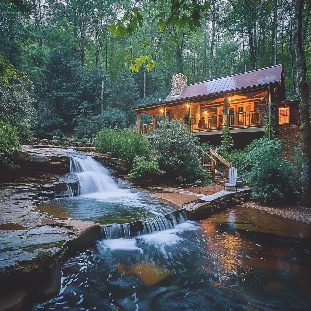 Cabin retreat waterfall - Image 3