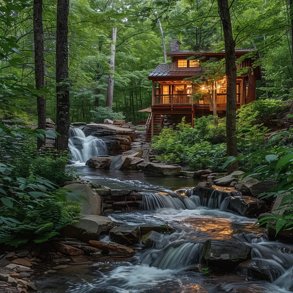 Cabin retreat waterfall - Image 4