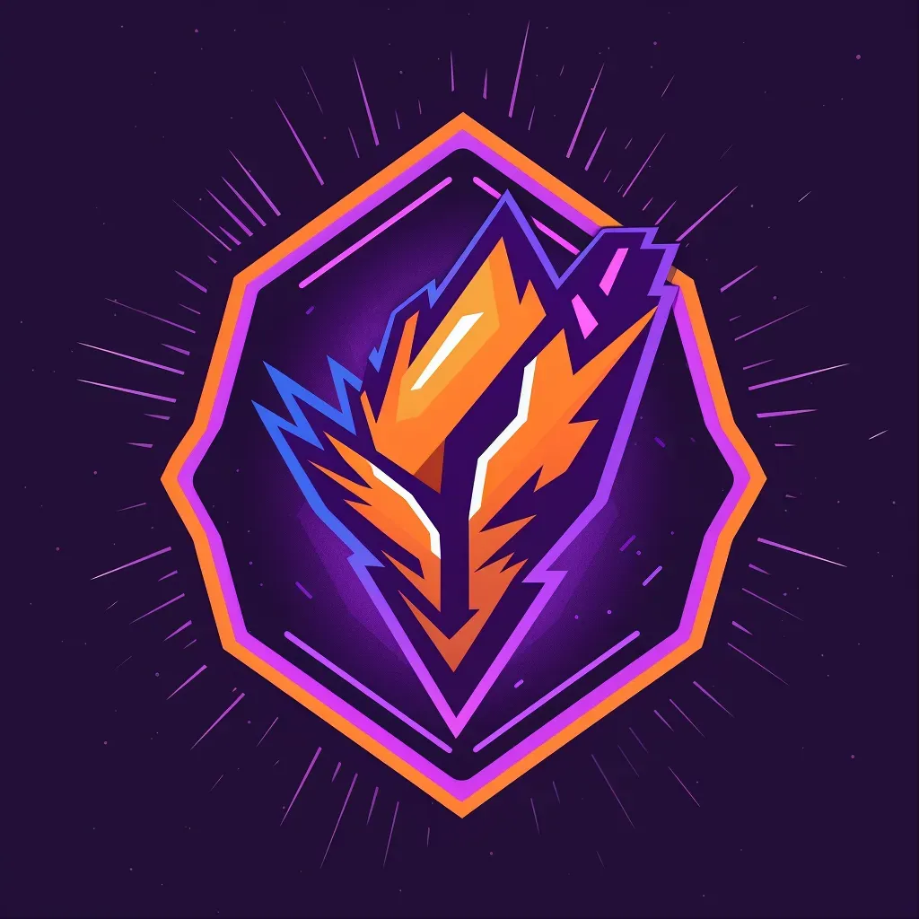 Bold and energetic logo with a trophy icon in orange and purple - Image 1