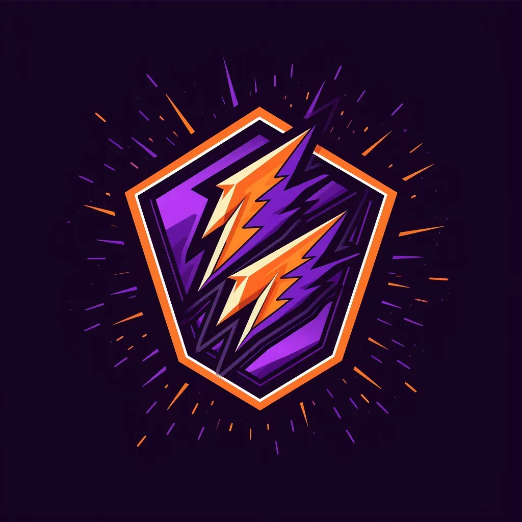 Bold and energetic logo with a trophy icon in orange and purple - Image 3