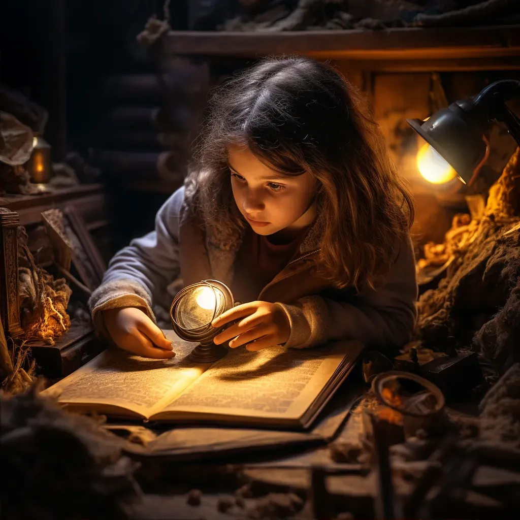 Child discovering an ancient book in the attic - Image 2