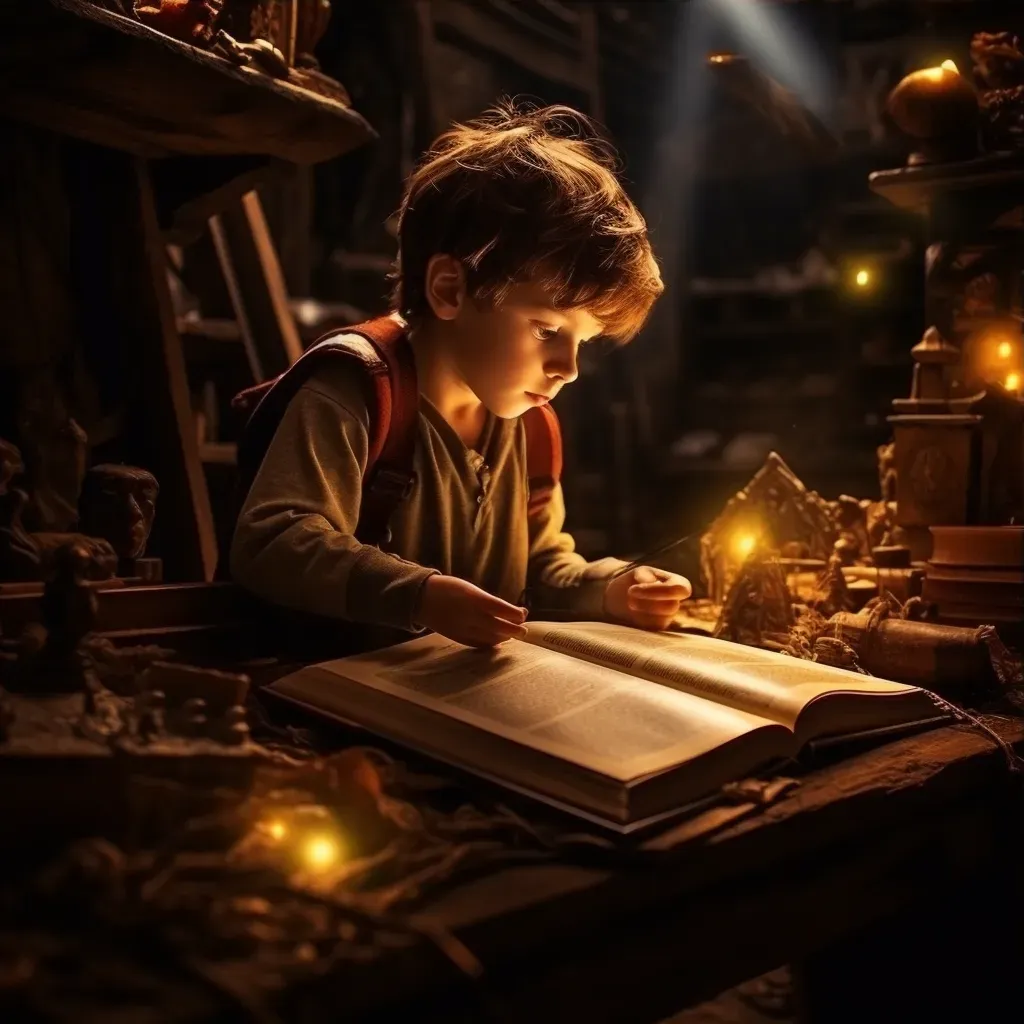 Child discovering an ancient book in the attic - Image 3