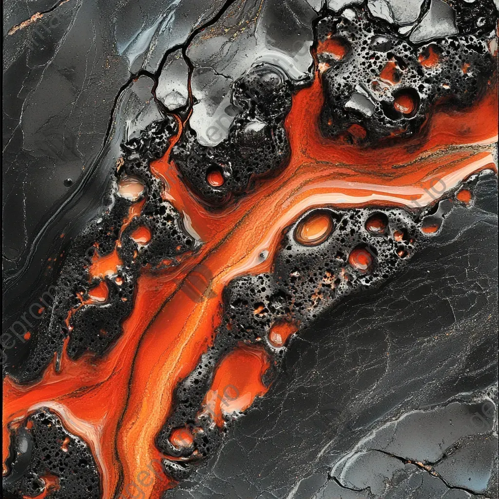 Abstract depiction of lava flow using enamel pour technique to emphasize intricate patterns - Image 2