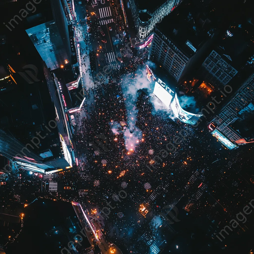 Aerial view of Times Square during New Year