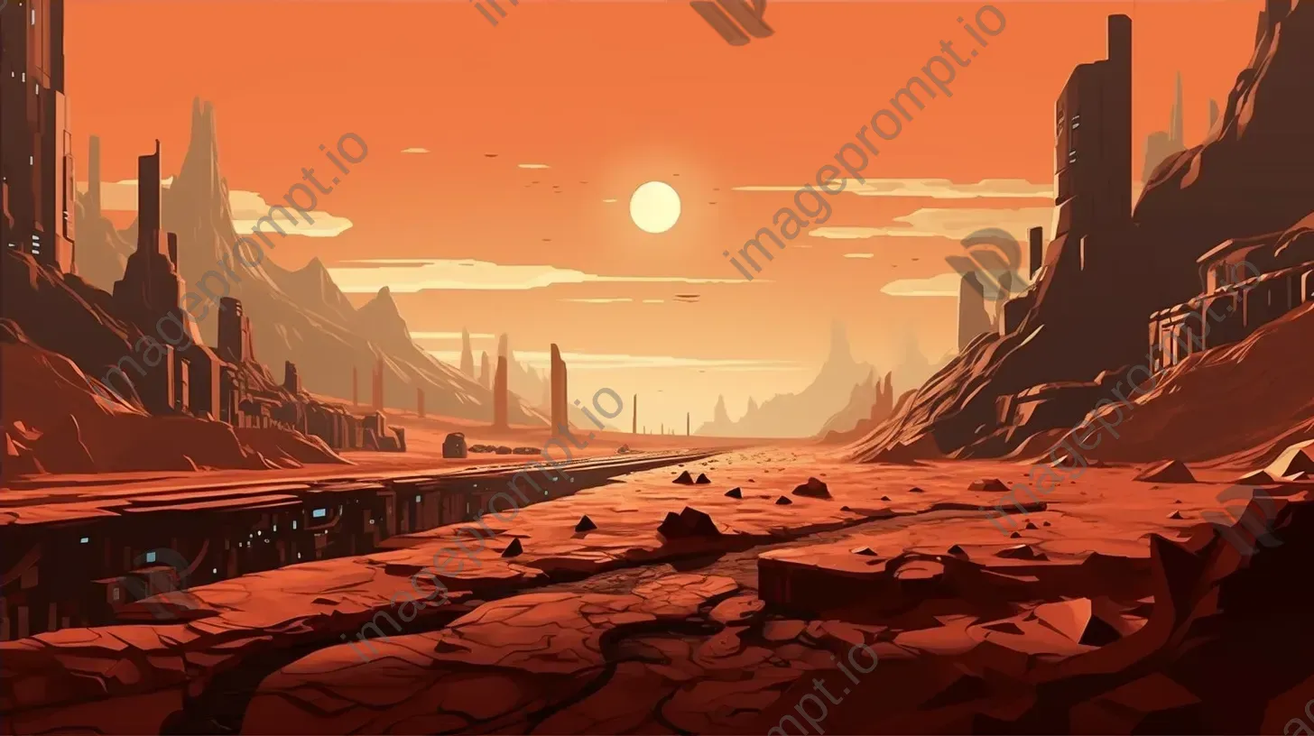 Futuristic alien cityscape on Mars rendered in low poly style - Image 4