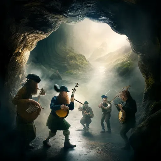 Irish jig musicians playing the fiddle and bodhrán - Image 3