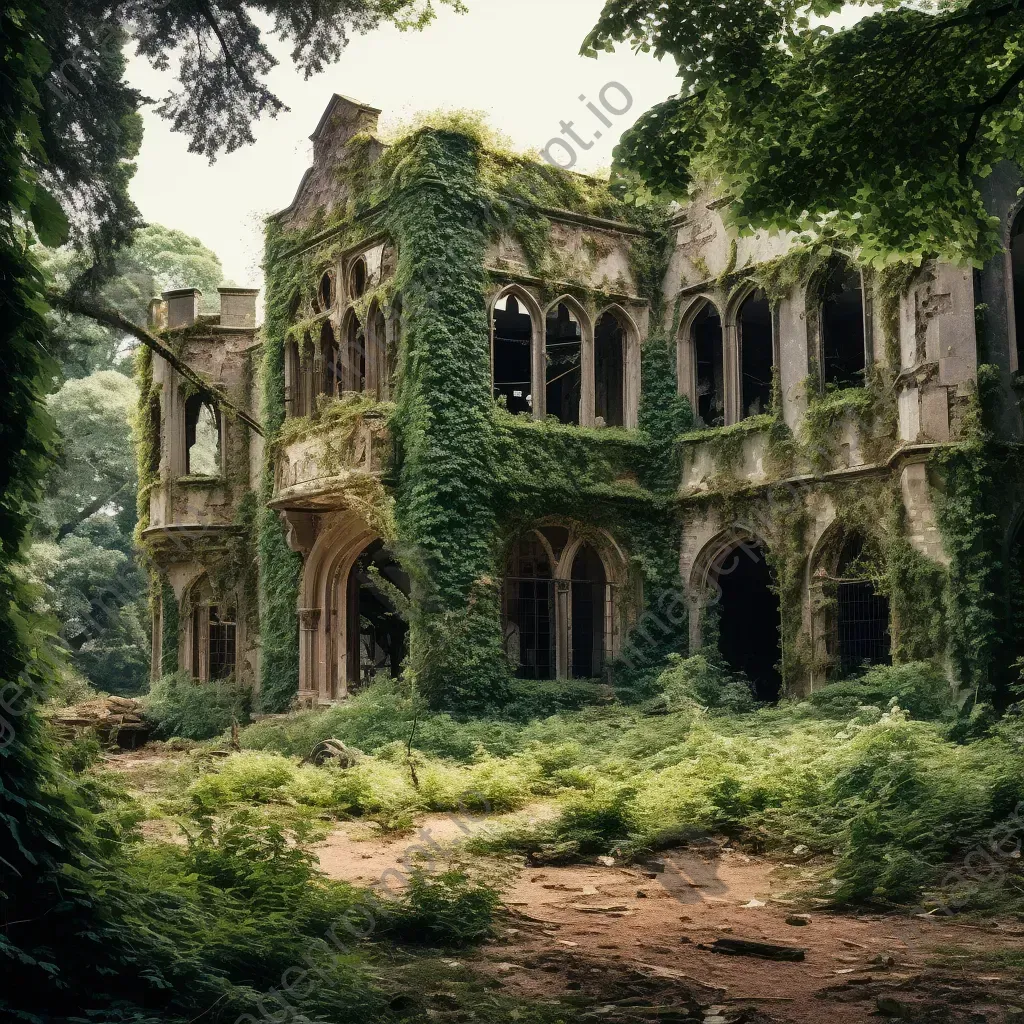 Abandoned castle with overgrown ivy - Image 1