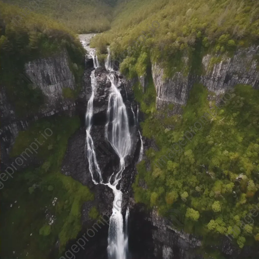 Aerial view of majestic waterfall and lush greenery - Image 2