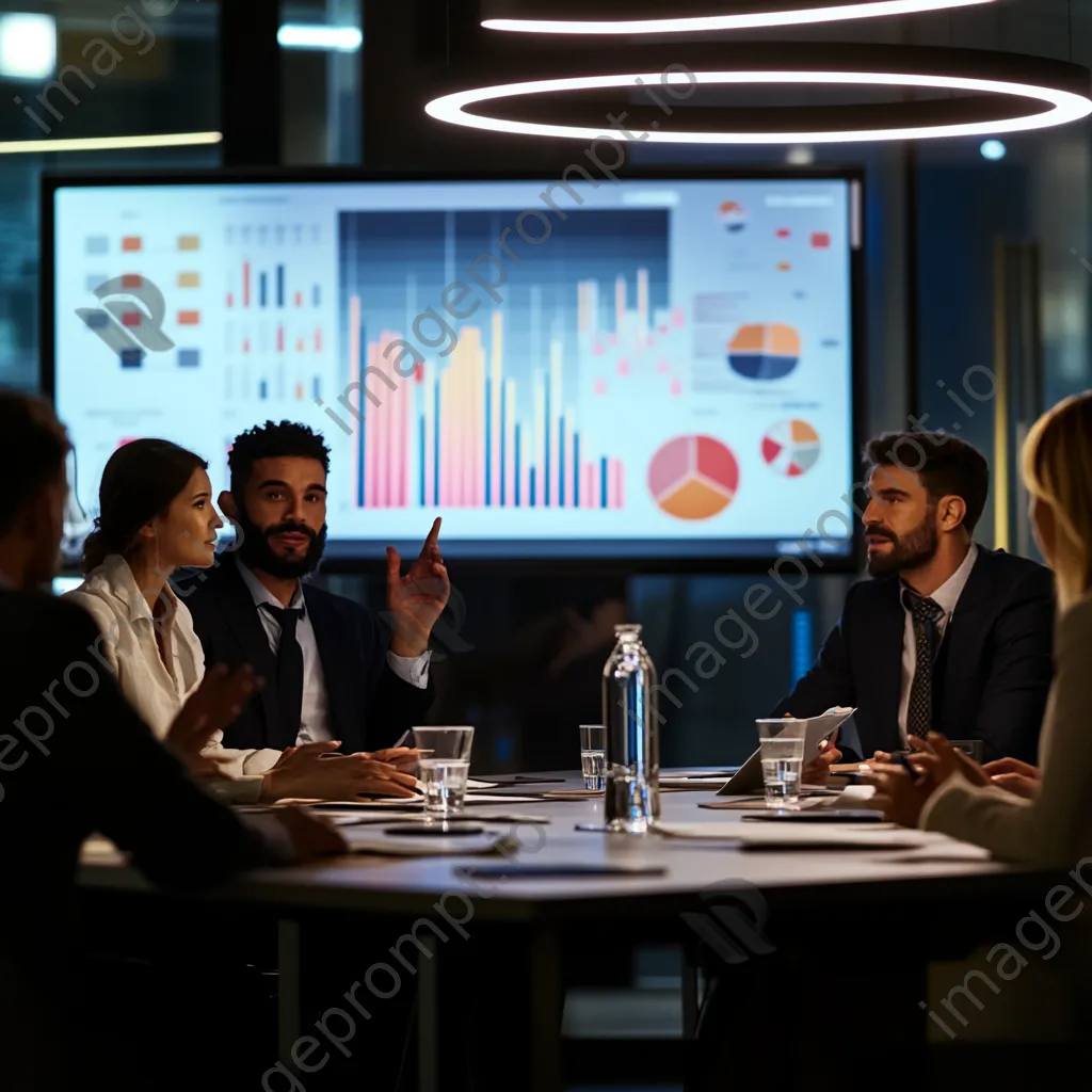 Business professionals discussing digital payments in a boardroom - Image 2