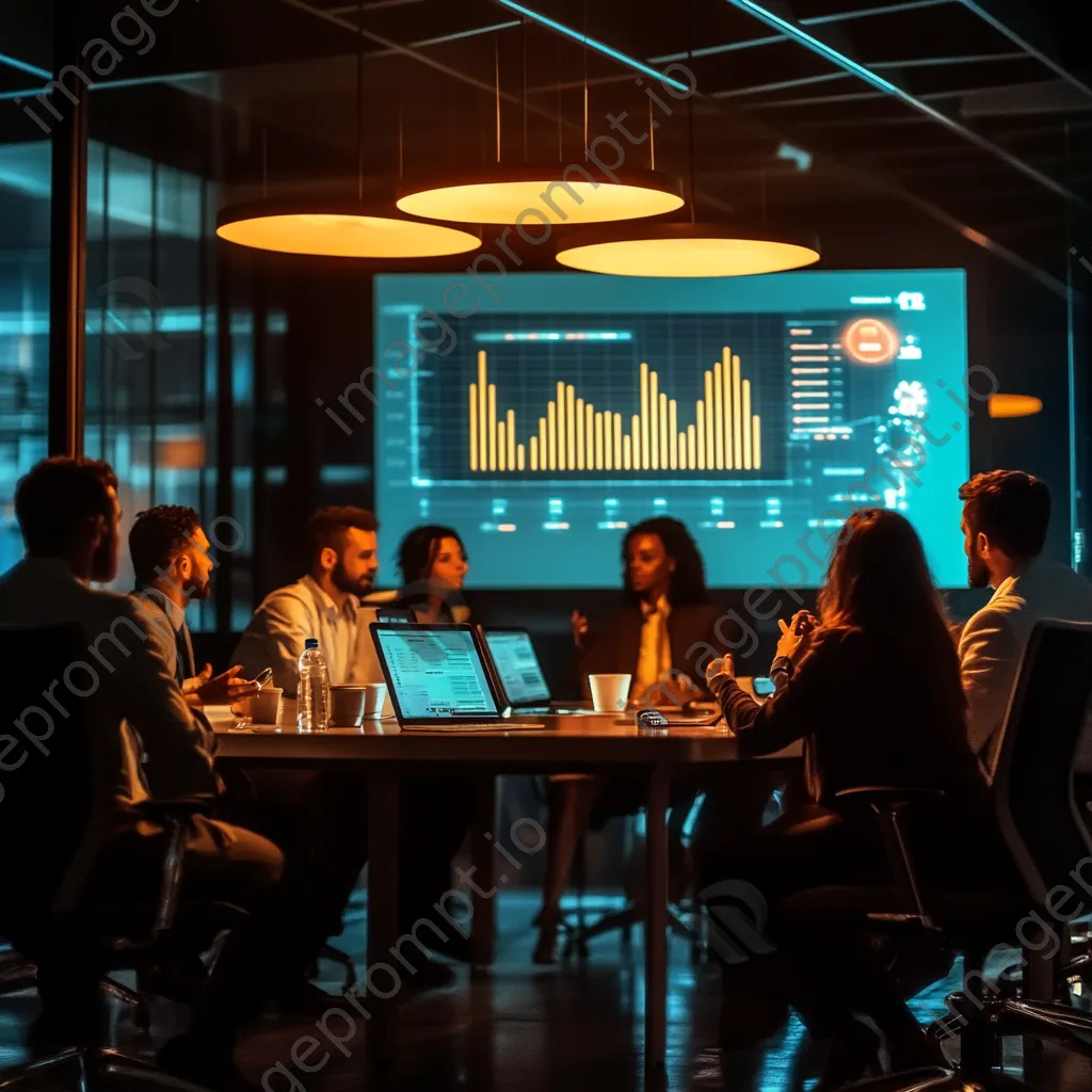 Business professionals discussing digital payments in a boardroom - Image 3