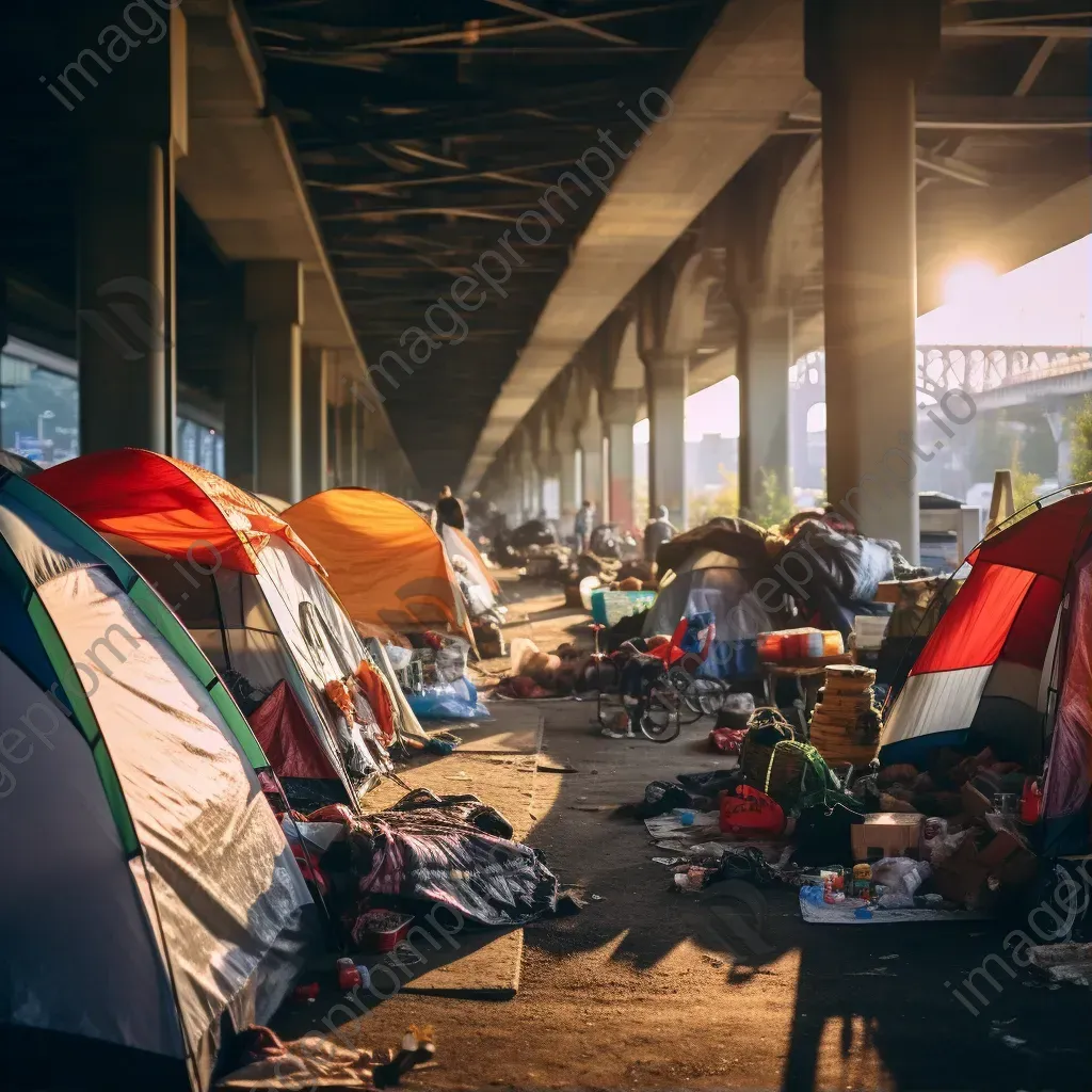 Makeshift Tents for Homeless in Urban Area - Image 1