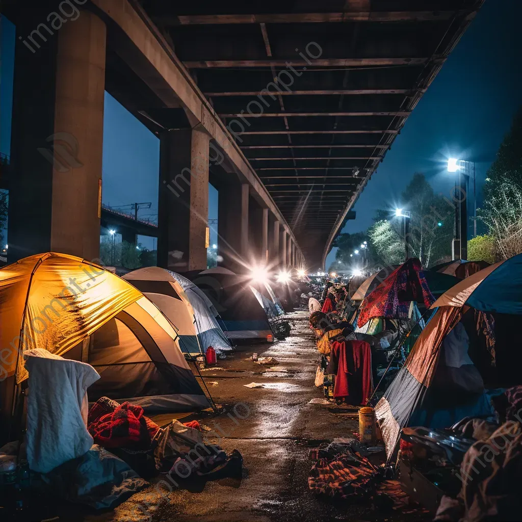 Makeshift Tents for Homeless in Urban Area - Image 2