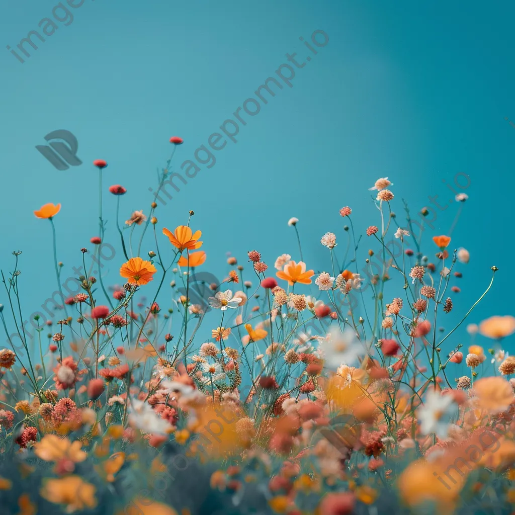 A wildflower meadow filled with colorful blooms under a clear blue sky. - Image 2