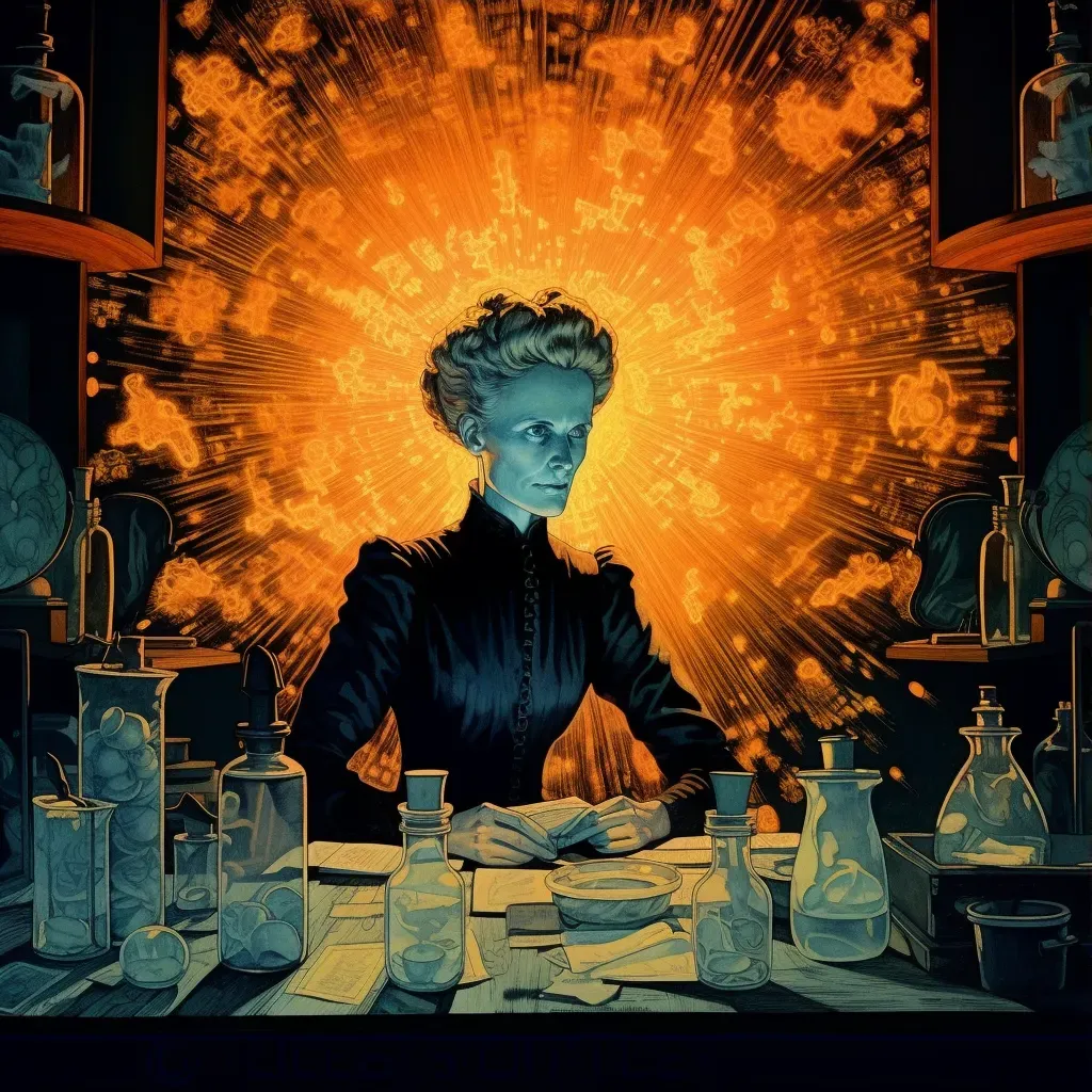 Marie Curie in laboratory surrounded by radioactive materials - Image 3