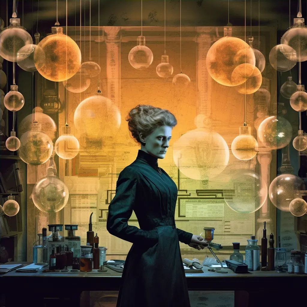 Marie Curie in laboratory surrounded by radioactive materials - Image 4