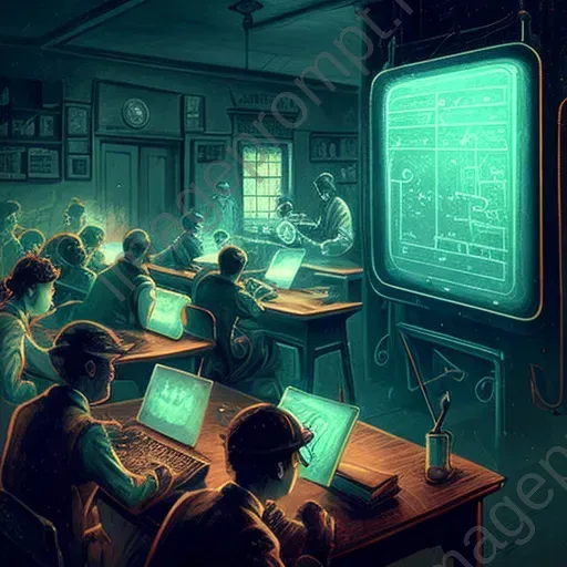 Image of a vintage classroom with holographic learning tools - Image 2