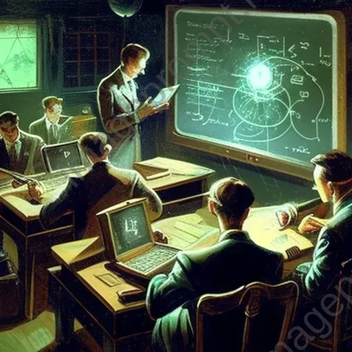 Image of a vintage classroom with holographic learning tools - Image 3