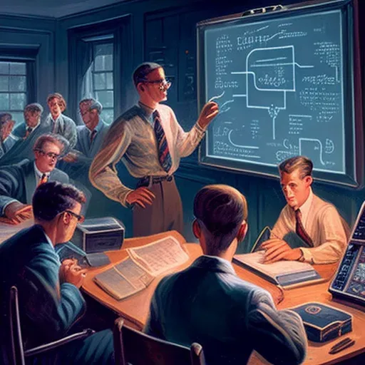 Vintage Classroom with Holographic Learning Tools