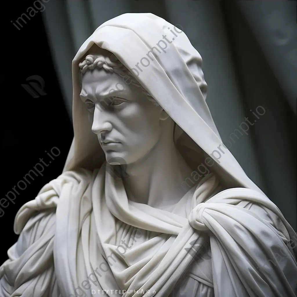 Carrara marble sculpture of Aurelia Cotta depicted as a symbol of strength - Image 3