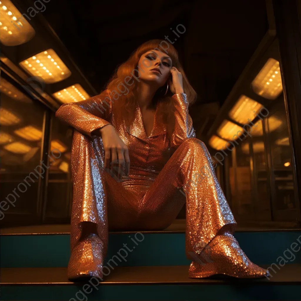 1970s disco fashion sequined jumpsuits and platforms - Image 2