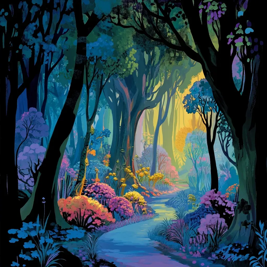 Vibrant Disney-style enchanted forest with mythical creatures - Image 2