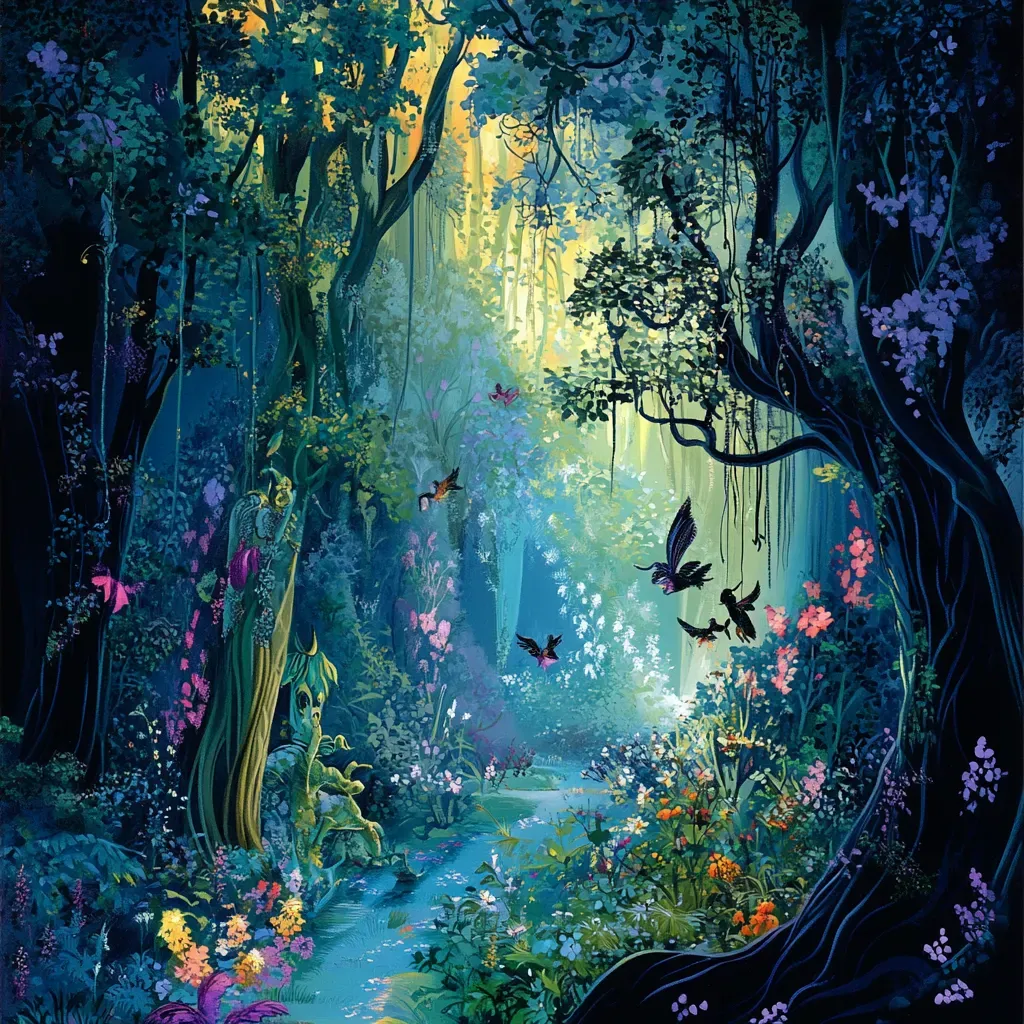 Vibrant Disney-style enchanted forest with mythical creatures - Image 4